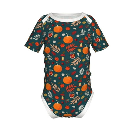 

Coaee Autumn with Pumpkins for Soft Baby Short-Sleeve Bodysuit Baby Climbing Clothes Baby Girls Boys Bodysuit Romper-9M