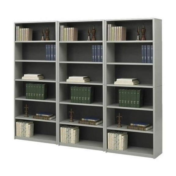 Safco ValueMate Standard 6 Shelf Economy Steel Wall Bookcase in Gray