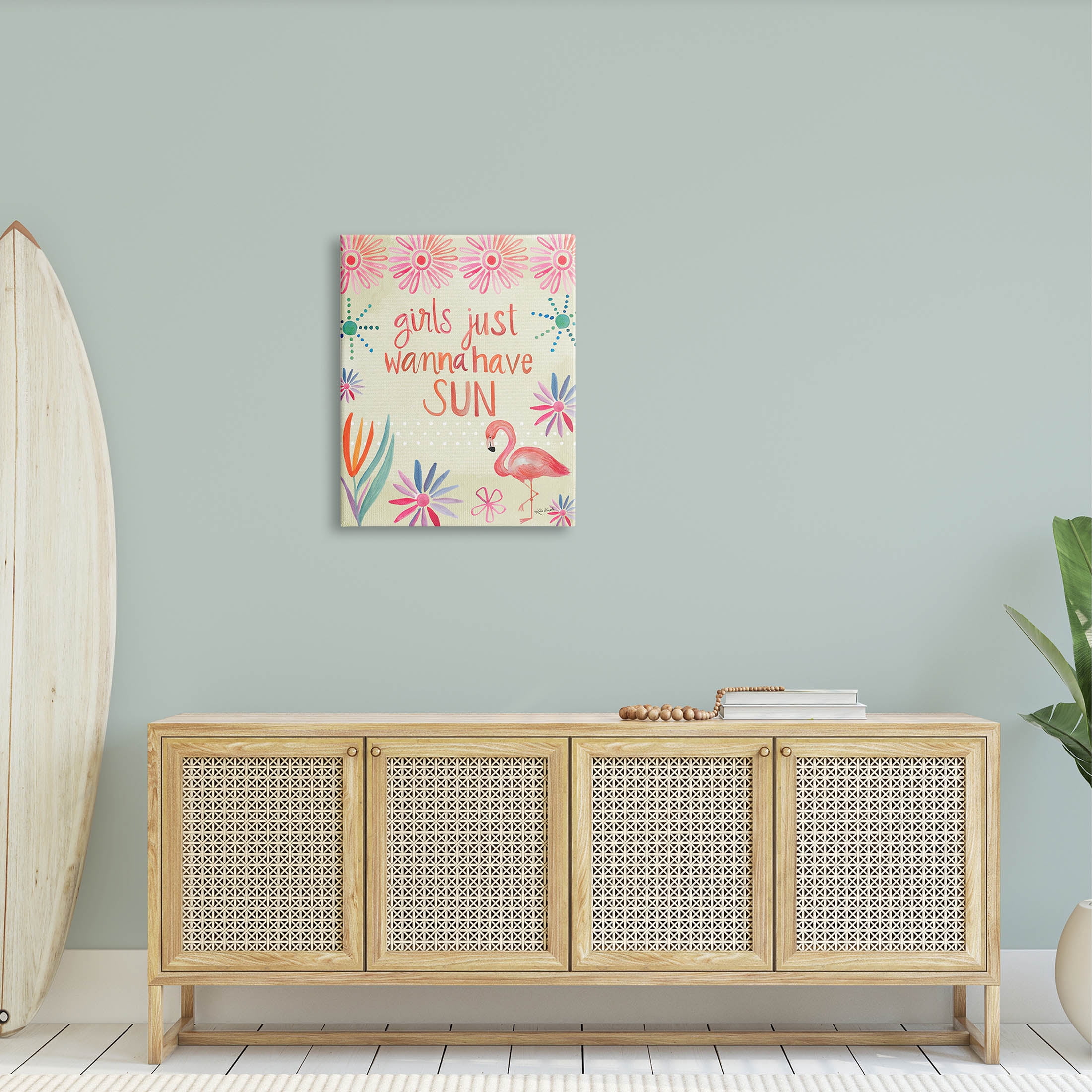 Stupell Industries Girls Wanna Have Sun Tropical Summer Floral Pattern Graphic Art Gallery Wrapped Canvas Print Wall Art, Design by Katie Doucette