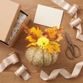 thumbnail image 4 of Artificial Glitter Pumpkin Ornament, Fall Decor with Dahlias and Autumn Leaves for Thanksgiving Table, 4 of 7