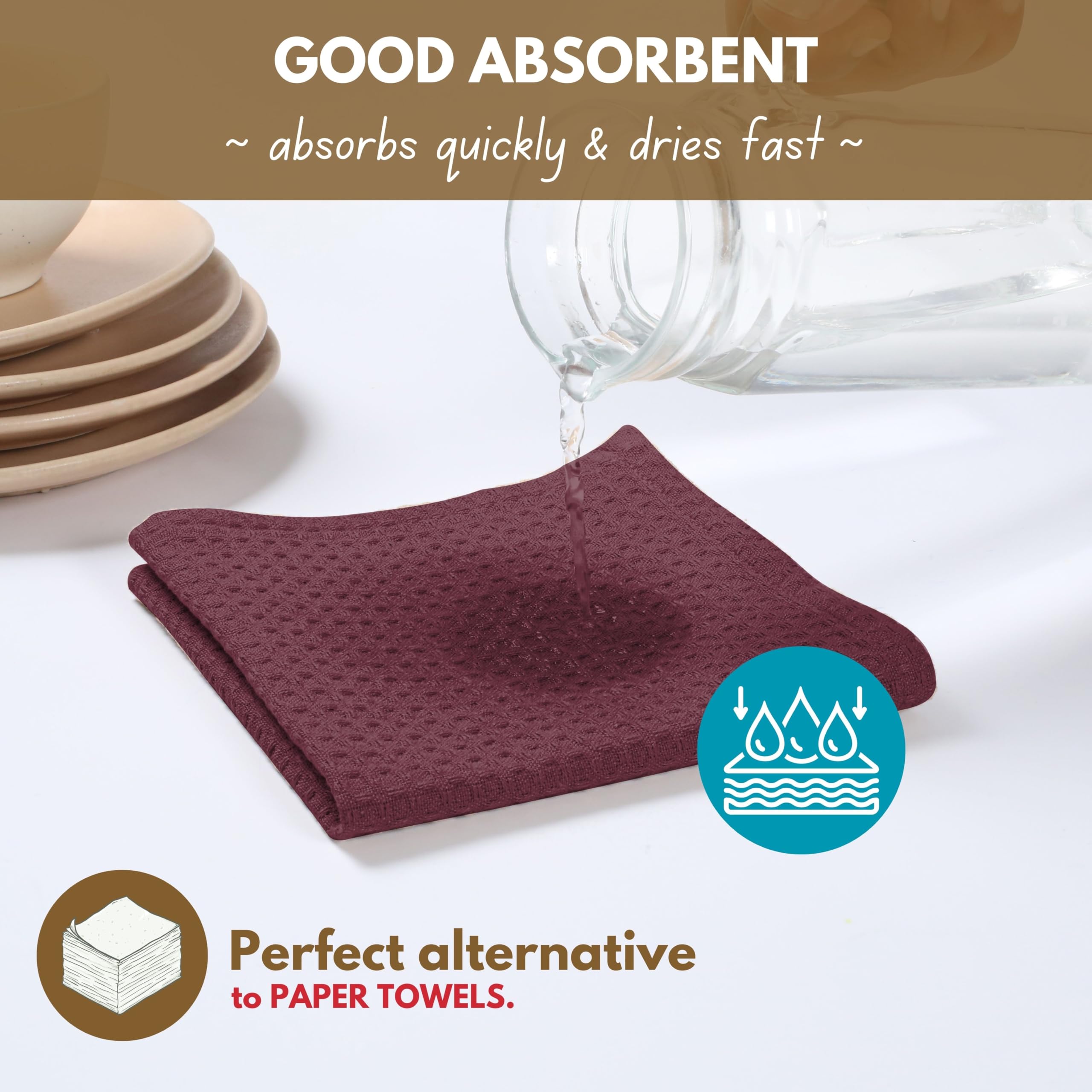 Native Fab 10-Piece Kitchen Set – Features Oven Mitts, Potholders, Kitchen Towels & Dishcloths, Heat Resistant, Durable Cotton, Perfect for Cooking, Baking, and Everyday Kitchen Tasks - Burgundy Wine