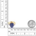thumbnail image 3 of Gem Stone King 18K Yellow Gold Plated Silver 3-Stone Ring Pear Shape Blue Lapis and Moissanite (7.94 Cttw, Size 5), 3 of 5