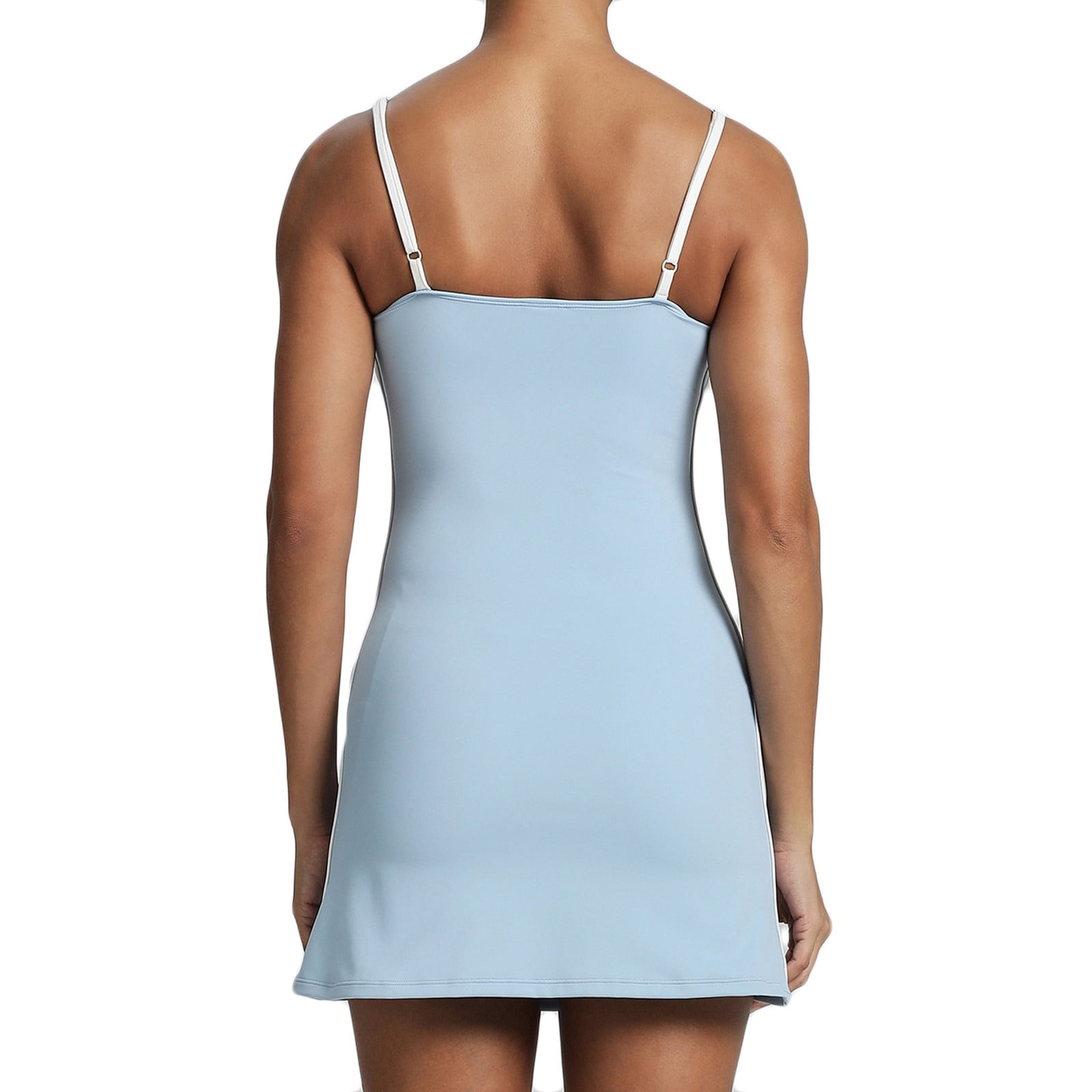 Mceream Womens Tennis Dress with Built In Shorts Square Neck Sleeveless Adjustable Spaghetti Strap Mini Sundress Quick Dry Athletic Golf Workout Summer Outfits Sky Blue S