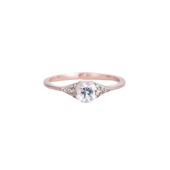 HeartsAndYou 1ct Round Cut Moissanite Engagement Ring for Women 18k Rose Gold Over Silver Classic Solitaire