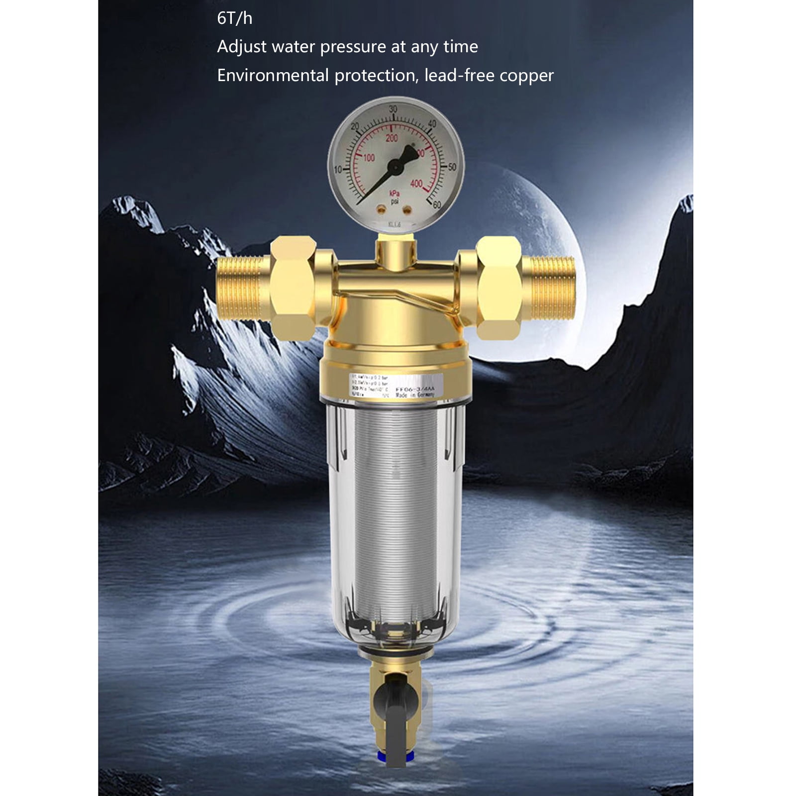 Strong Brass Water Pre Filter Systems Rustproof Brass Water Filter 1/2inch or 3/4in for Pipe & Household Appliances