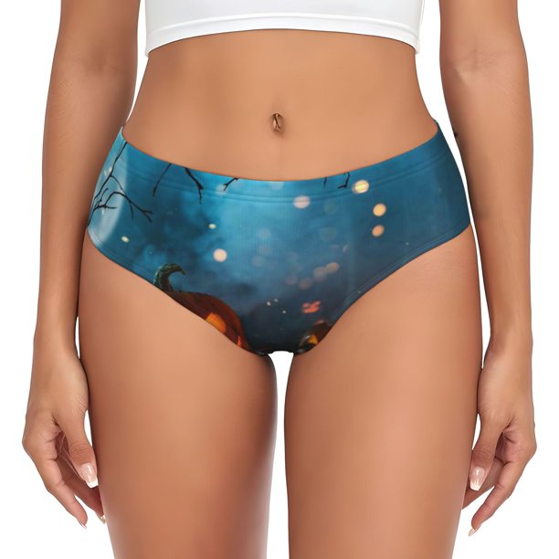 Balery Spooky Halloween Ropa Interior de Algodón para Mujer con Dibujo – Braguitas Cómodas y Elásticas, Estilo Clásico-X-Large