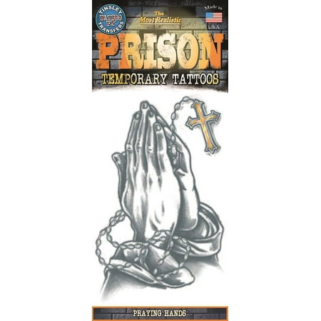 Tinsley Transfers Praying Hands Prison Temporary Tattoo FX, Black White