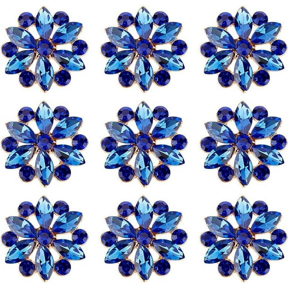 10PCS Rhinestone Shank Buttons Flower Pattern Rhinestone Buttons Alloy Rhinestone Buttons for Sewing Alice Blue Rhinestone Jewlery Buttons