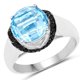 thumbnail image 1 of 4.94 Carat Genuine Baby Swiss Blue Topaz and Black Diamond .925 Sterling Silver Ring QJ Model, 1 of 3