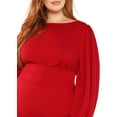 thumbnail image 4 of Vestido ajustado con cinturón y mangas largas tipo farol con cuello redondo para mujer en talla grande, 4 of 6