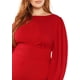 thumbnail image 4 of Vestido ajustado con cinturón y mangas largas tipo farol con cuello redondo para mujer en talla grande, 4 of 6