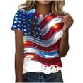 thumbnail image 2 of Blczomt Spring Tops for Women 2025 Independence Day Short Sleeve July 4th Tees USA Flag Patriotic Womens Blouses Dressy Casual, 2 of 5