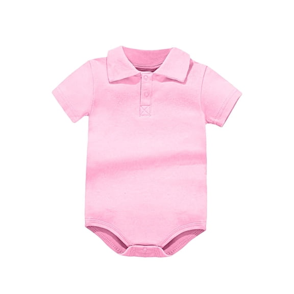HBYJLZYG Baby Short Sleeve Bodysuit Cotton Romper, Collared Summer Outfit for Newborns Infants, Comfy Daily Wear for Baby Boys Girls