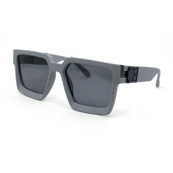 Rubberized Soft Matte Luxury Thick Horn Rim Mobster Sunglasses Grey - Black