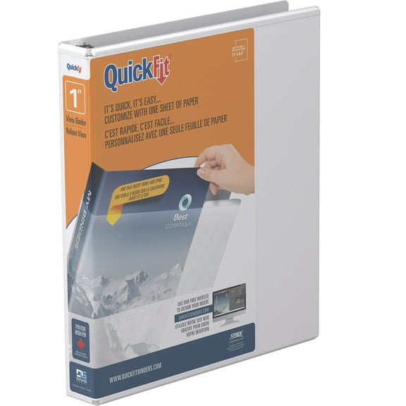 Stride® QuickFit® Round-Ring View Binder, 50% Recycled, 1" Rings, 200-Sheet Capacity, White