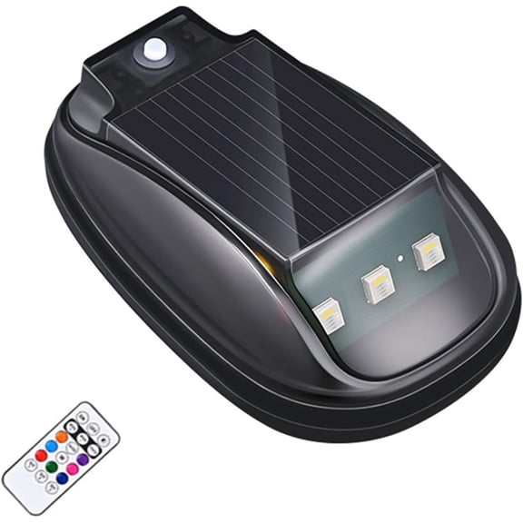 Solar Powered Car Roof RGB Strobe Light with Remote, Smart Light-Sensing Auto On/Off, -Color Waterproof LED Marker for Night Driving, Truck, Motorcycle