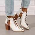 thumbnail image 3 of Mepaouo Women Open Toe Booties Crisscross Straps High Heel Ankle Strap Fashion Sandals(White,9), 3 of 6