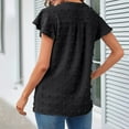 thumbnail image 6 of Women 2025 Summer V Neck Blouse Ruffle Short Sleeve Swiss Dot Flowy Shirts Dressy Casual Wrk Business Shirts Tops, 6 of 7