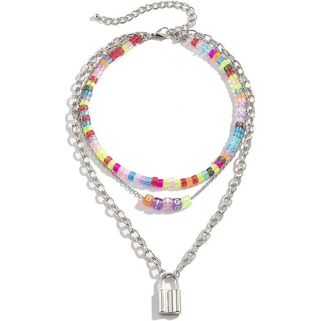 Boho Smiley Collares De Cuentas En Capas Con Pulsera De Hebra, Cara Sonriente Estrellas Frutas Flores Cuentas En Forma De Corazón Collar Apilable De Perlas Tobillera Para