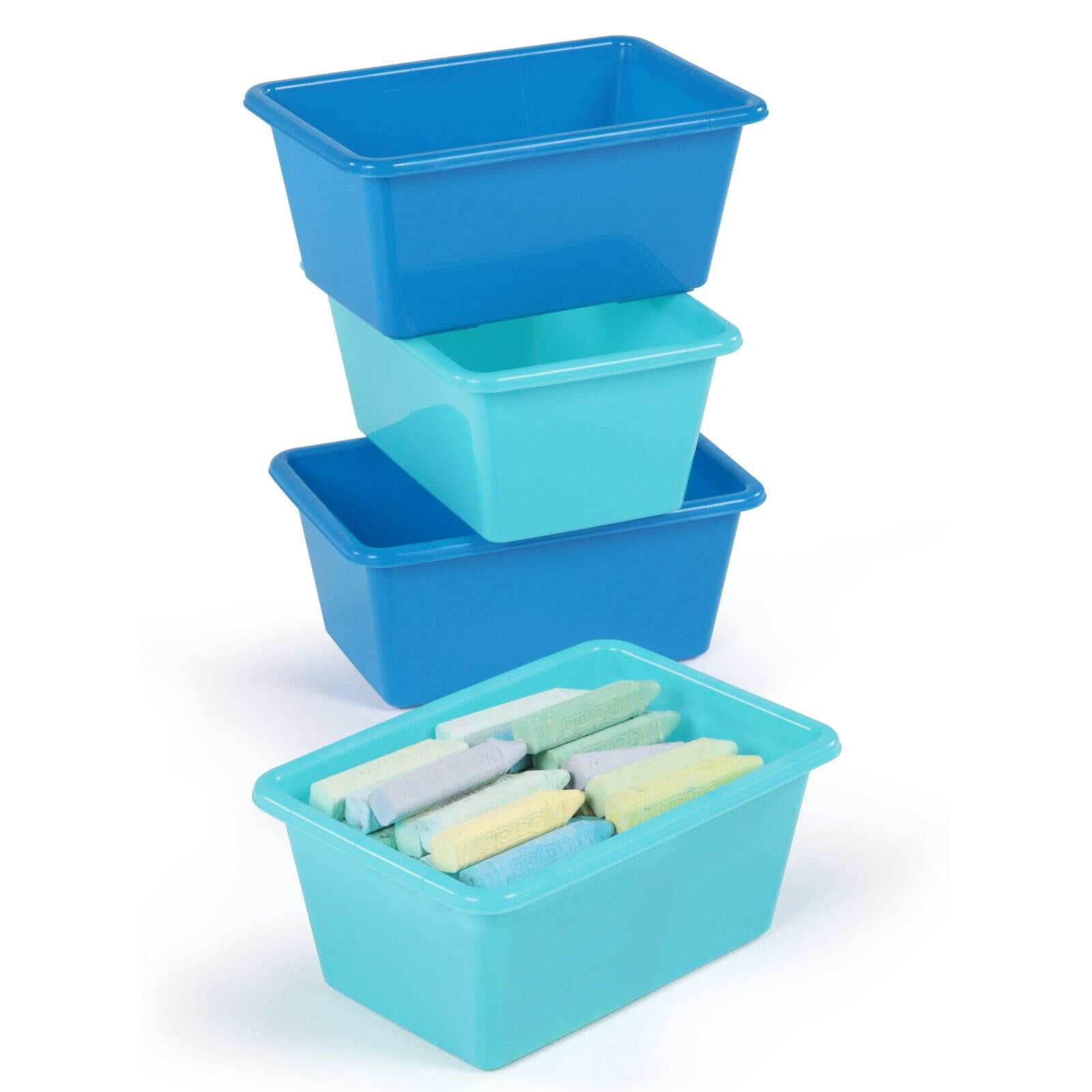 Plastic Storage Bins Garage Storage Bins Large Parts Container for  Hardwares(Blu