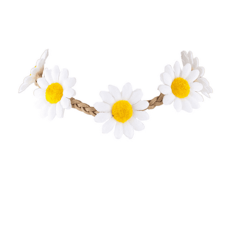 - Lux Accessories White Braided Sunflower Floral Flower Festival Choker Necklace