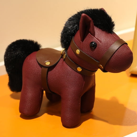 Ayprnig Leather Horse Charm - Plush Bag Accessory Keychain, Handcrafted Animal Doll, Fashion Enthusiast Supplies, Unique Car Ornament Collectible, Year Of The Horse Birthday Gift Wine