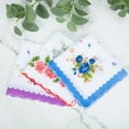 thumbnail image 4 of 20 Pcs Women Classic Style Flower and Bird Handkerchief Cotton Square Handkerchief Different Style, 4 of 7
