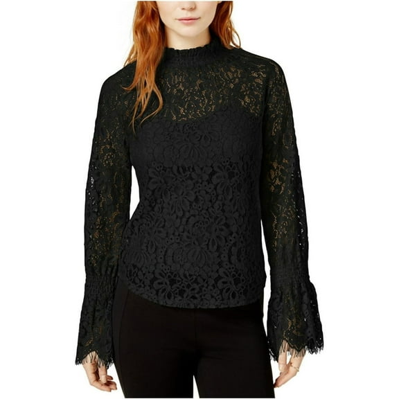 bar III Womens Lace Baby Doll Blouse, Black, XX-Large