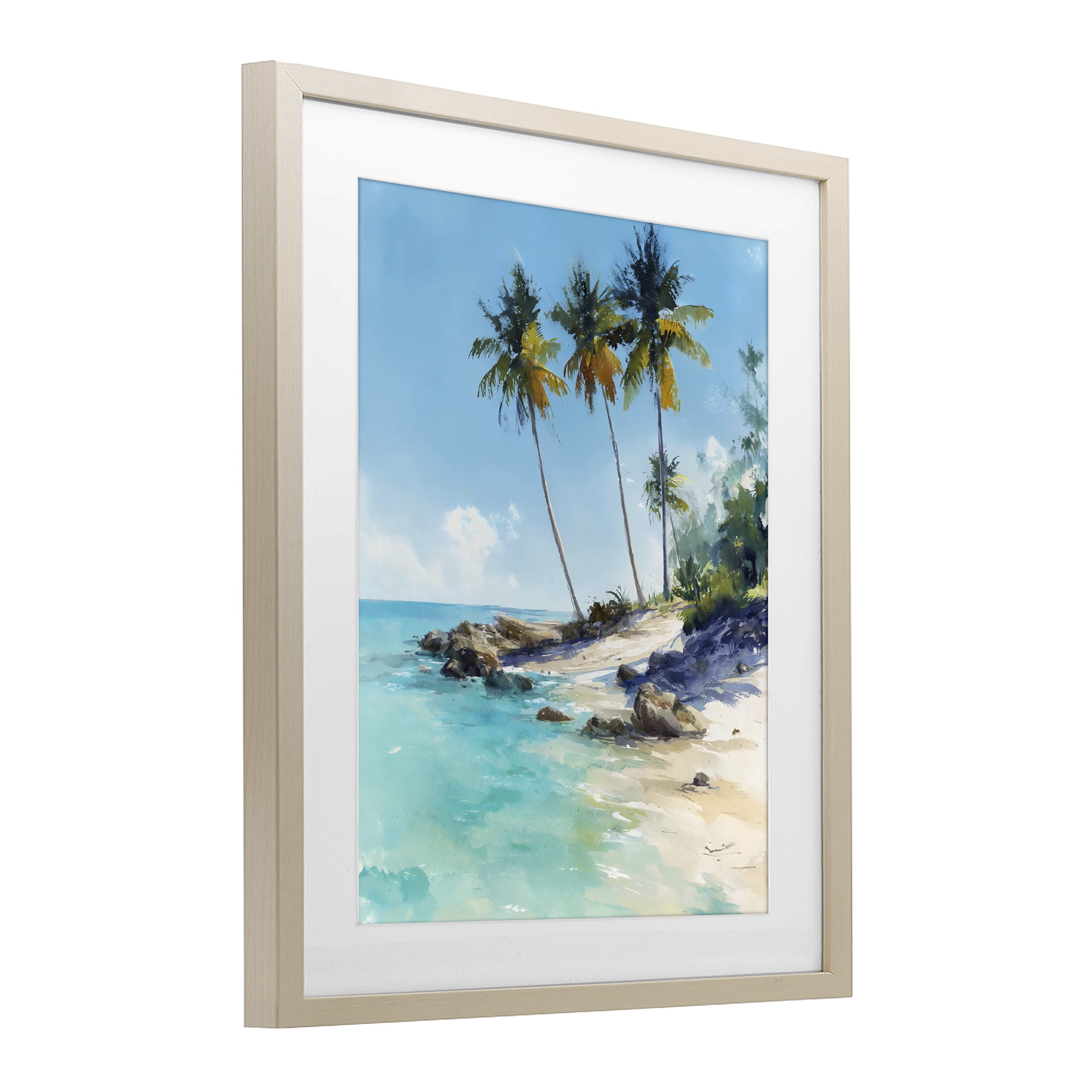 Stupell Industries Rocky Tropical Shore Birch Framed Print Under Glass, design by Franklyn Gregory