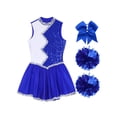 thumbnail image 3 of renvena Women's Glitter Sequins Cheerleading Uniform Cheer Leader Outfits Dance Dress Performance Blue XL, 3 of 7