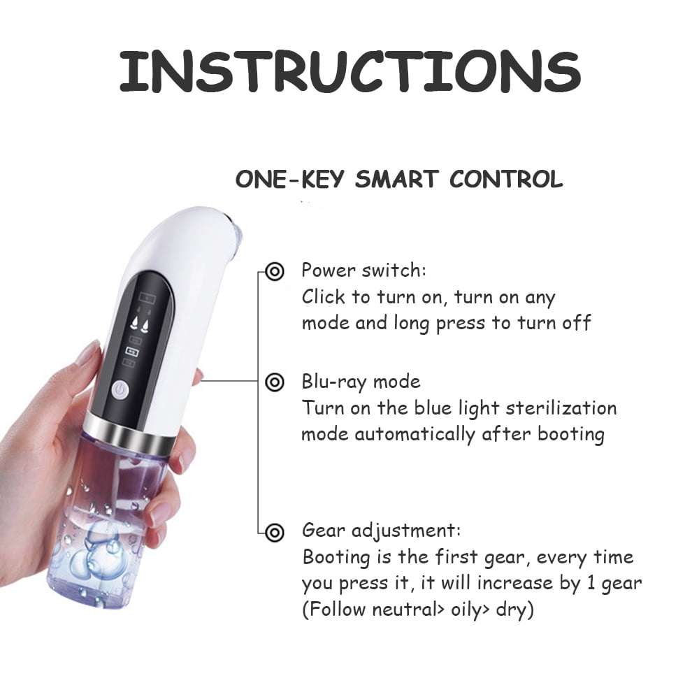 LNKOO Blackhead Remover Pore Vacuum Cleaner - Upgraded Blackhead Vacuum Rechargeable Face Vacuum Comedone Extractor Tool for Blackhead Whitehead Acne Removal, 3 Adjustable Suction Power and 6 Probes