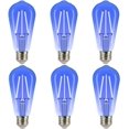 thumbnail image 1 of shiyou-ST19/ST58 Vintage Edison Bulbs, Decorative String Light Bulbs, 2W(25W Equivalent), E26 Base, 2700K 40LM Blue LED Filaments, Non-Dimmable, 6 Pack, 1 of 4