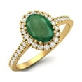 thumbnail image 2 of Mooneye 7x5 mm Oval Emerald Halo 925 Sterling Silver Gold Vermeil Engagement Women Ring, 2 of 3