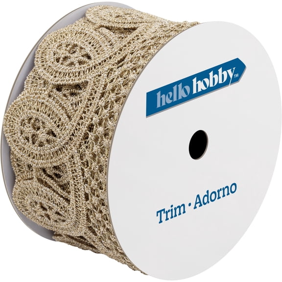 Hello Hobby Champagne Loop Edge Lace Sewing Trim, 1-3/4 in x 3 yd