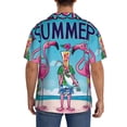 thumbnail image 5 of Cauagu Beach Flamingo Trio Men's Short Sleeve Button Down Hawaiian Shirt for Men Bowling Shirts Casual Summer Beach Shirt,3X-Large, 5 of 6