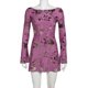 thumbnail image 5 of Vestido mini estampado sin espalda, con mangas acampanadas y cordones, corte en A, elegante y moderno vestido de fiesta para mujer 2024, 5 of 6