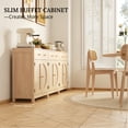 thumbnail image 3 of Holliwill Rattan Buffet Cabinet Sideboard Set of 3 with Drawer & Rattan Door, Farmhouse Storage Cabinet Coffee Bar for Dining Room Living Room Kitchen Entryway, Natural Oak, 3 of 12
