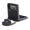 thumbnail image 3 of Dteck For Samsung Galaxy Z Flip4,Shockproof Artificial Leather Adjustable Shoulder Strap Case Cover,Black, 3 of 7