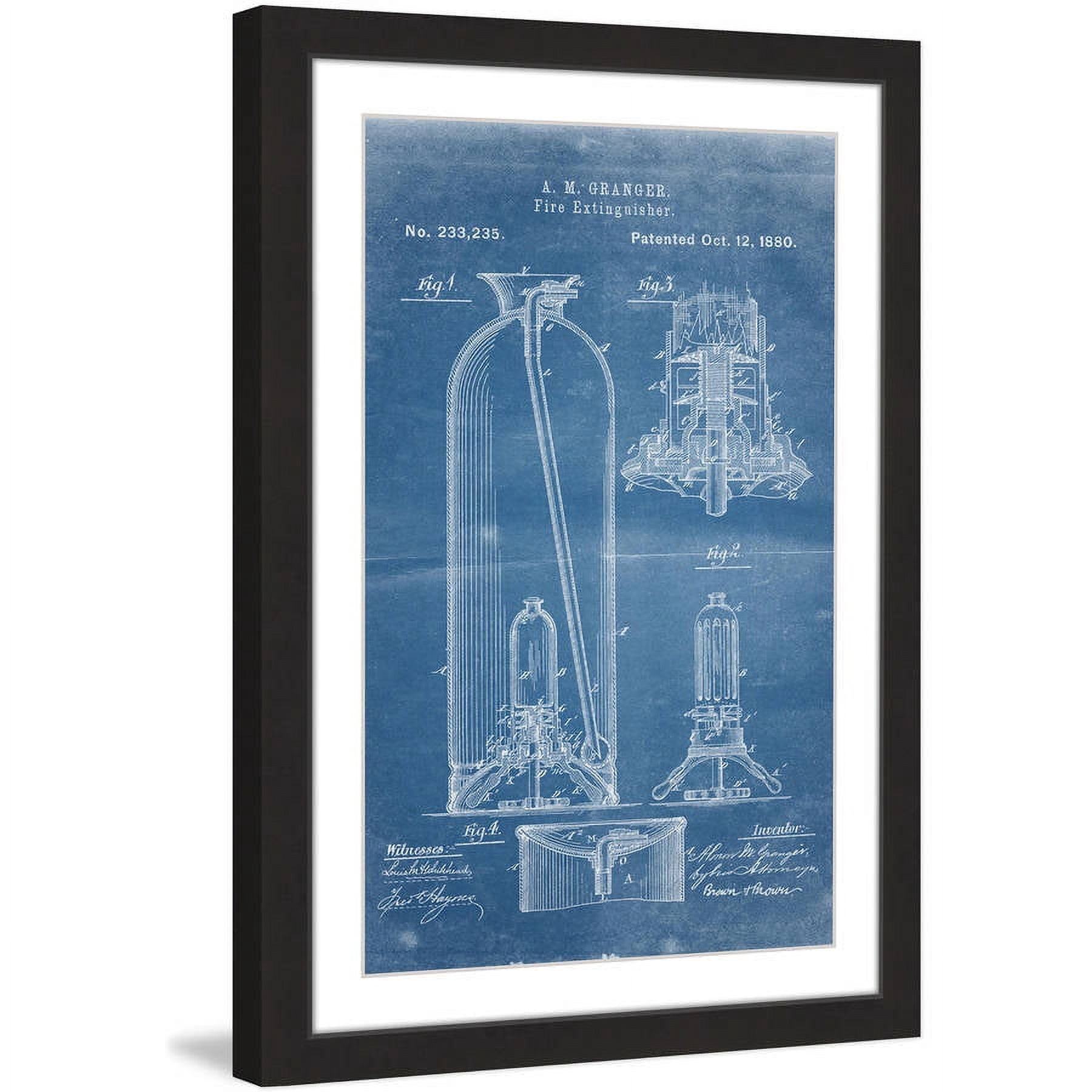 "Extinguisher 1880 Blueprint" Framed Painting Print