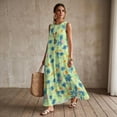 thumbnail image 3 of Xixirimido Palm Trees Sunset Green Print Women Maxi Dresses Casual Summer Dresses Tank Long Flowy Sleeveless Sundresses with Pockets Beach Vacation Outfits, Large, 3 of 7