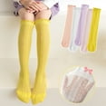 thumbnail image 5 of Esaierr 3-12T Girls Knee High Socks for Kids Toddler Mesh Mid-Calf Socks Summer Anti-Mosquito Socks Breathable Princess Socks 3 Pairs, 5 of 9