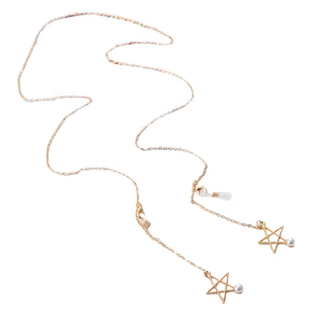 Cordón de cadena para de lectura , cuerda colgante de aleación, retenedor de cuerda para mujer, cordón para , collar, , correa de soporte estrella perla Hugo cadena de anteojos