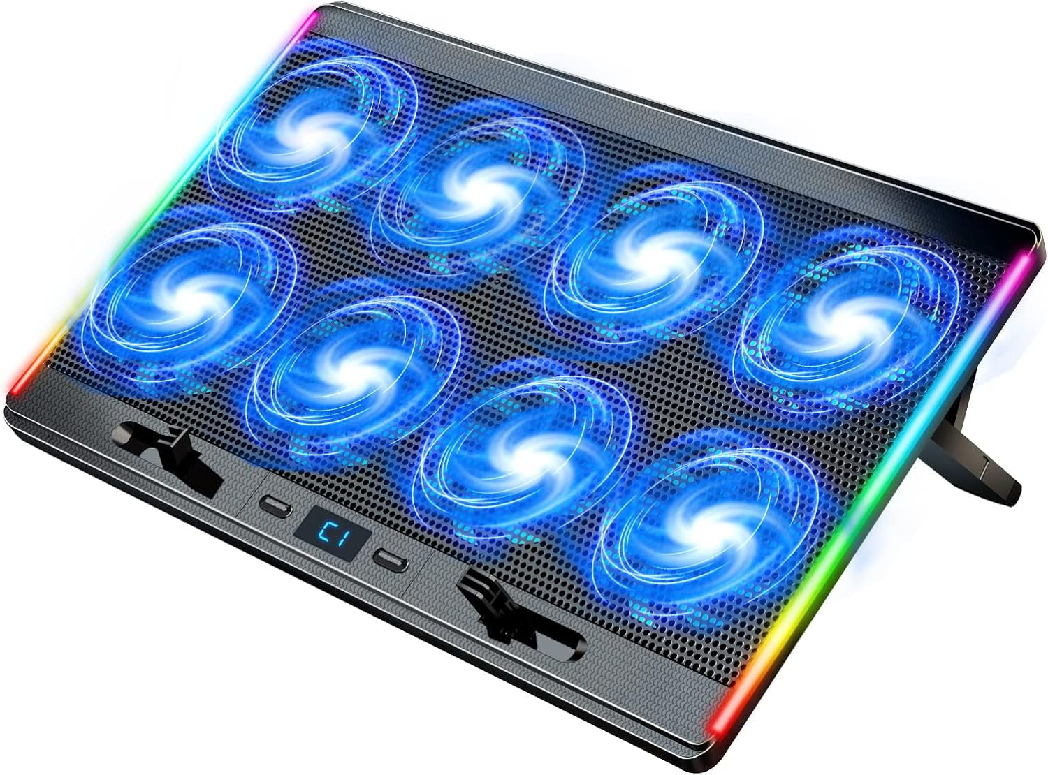 AUKUN Laptop Cooling Pad with 8 Quiet Fans 7 Angles 2 USB Port, Laptop Cooler for 12.1-17.3" Laptop
