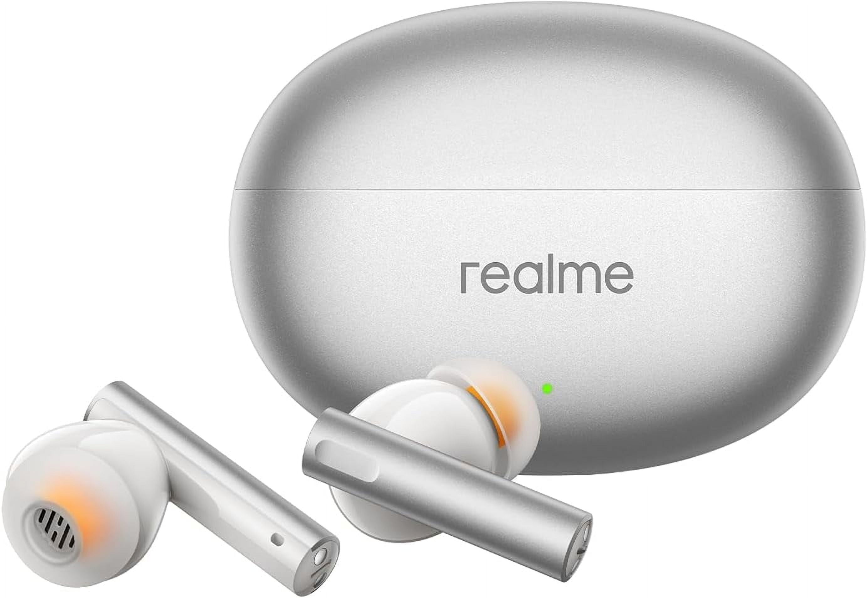 realme Buds Air 6 True Wireless Earbuds, 50dB ANC, Hi-Res Sound, LHDC, 12.4mm Dynamic Bass Driver, 6 Mics Clear Call, 40H Battery, Bluetooth 5.3, IP55 Water Resistance - (Flame Silver)