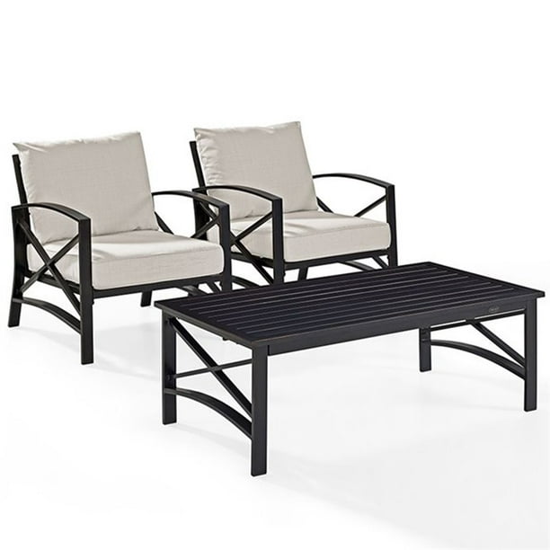 Crosley Furniture Kaplan 3 Pc Outdoor Seating Set With Oatmeal Cushion