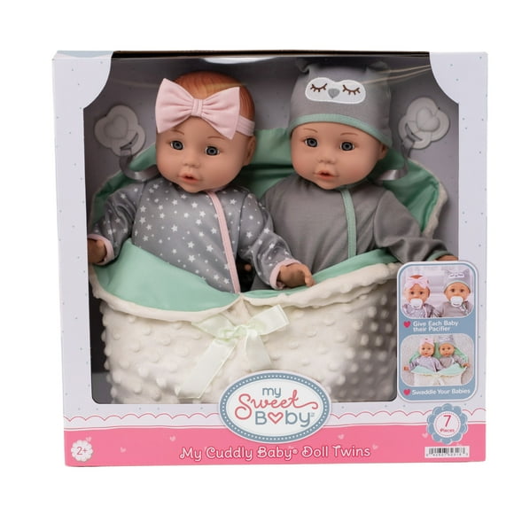 My Sweet Baby: Ensemble Jumeaux My Cuddly Baby® – Poupées 14 pouces, Tenues Grises, 7 Pièces MSB Ensemble Jumeaux
