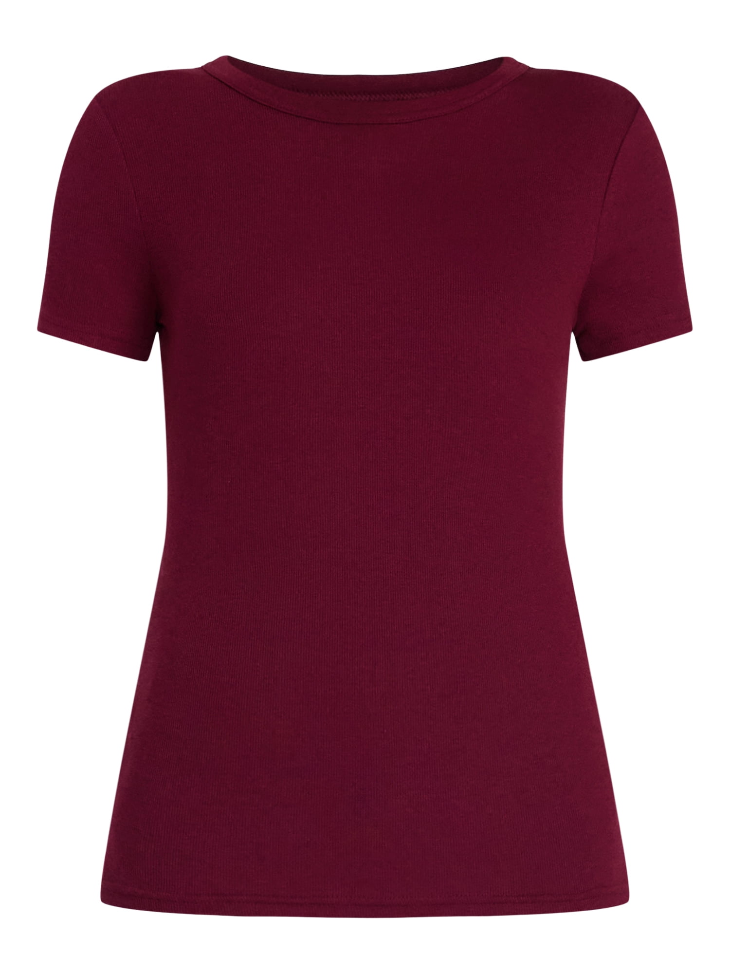 Time and Tru Women's Ribbed Tee with Short Sleeves, Sizes XS-XXXL