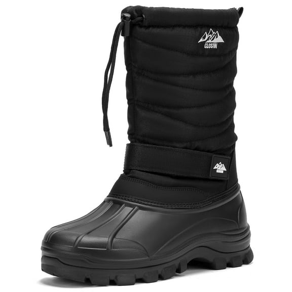 Men's Waterproof Hiking Winter Snow Boots Insulated Fur Liner Lightweight Outdoor Tall Boots