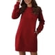 thumbnail image 1 of Vestido de manga larga Prolriy para mujer, cuello redondo, manga larga, suéter para mujer, vestido de cintura, vestidos de mujer rojos 2 S, 1 of 4