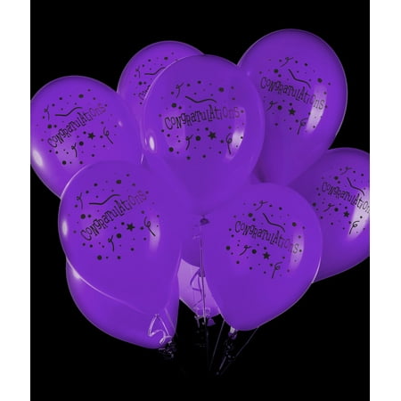 LED 14 Inch Blinky Balloons Congratulations - Purple